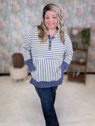 Natalie Ribbed Hooded Top in Textured Stripes (4 Colors)-2- Long Sleeve Tops-HEIMISH-Styled by Stacked - A Plus Size Women's Boutique in Lakeville, MN