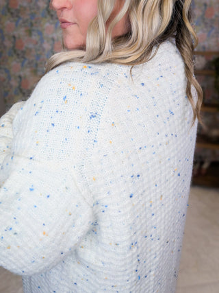 Jennings Quilted Button Sweater Cardigan in Confetti Cake-4- Overlayer Tops-WHITE BIRCH-Styled by Stacked - A Plus Size Women's Boutique in Lakeville, MN
