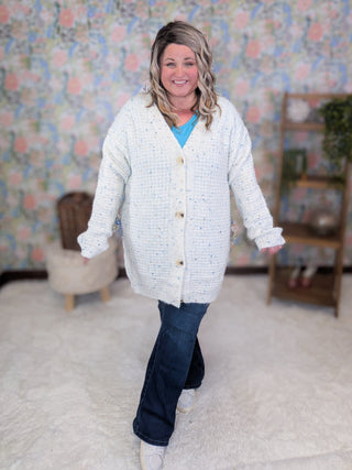 Jennings Quilted Button Sweater Cardigan in Confetti Cake-4- Overlayer Tops-WHITE BIRCH-Styled by Stacked - A Plus Size Women's Boutique in Lakeville, MN