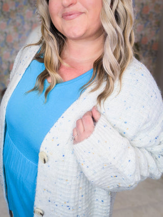 Jennings Quilted Button Sweater Cardigan in Confetti Cake-4- Overlayer Tops-WHITE BIRCH-Styled by Stacked - A Plus Size Women's Boutique in Lakeville, MN