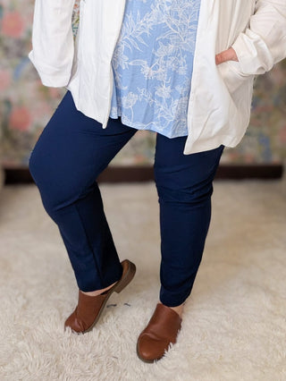 Kendra Straight Leg Pull On Ankle Pants-10- Bottoms Non-Denim-HEIMISH-Styled by Stacked - A Plus Size Women's Boutique in Lakeville, MN