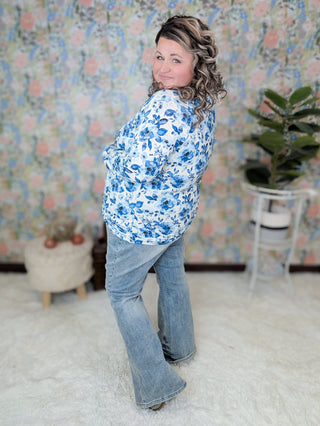 Blair Mockneck w/Thumbholes in Sapphire Stems-2- Long Sleeve Tops-MICHELLE MAE-Styled by Stacked - A Plus Size Women's Boutique in Lakeville, MN