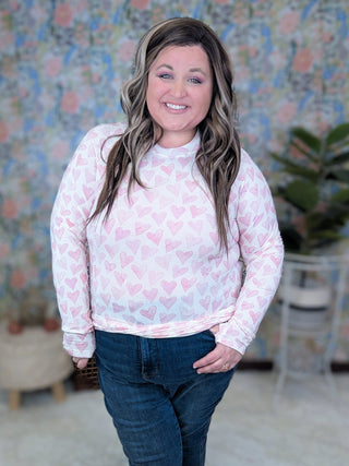 Blair Mockneck w/Thumbholes in Valentine Hearts-2- Long Sleeve Tops-MICHELLE MAE-Styled by Stacked - A Plus Size Women's Boutique in Lakeville, MN