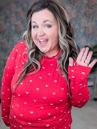 Blair Mockneck w/Thumbholes in Valentine Hearts-2- Long Sleeve Tops-MICHELLE MAE-Styled by Stacked - A Plus Size Women's Boutique in Lakeville, MN