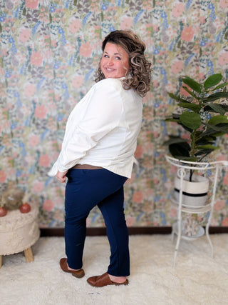 Kendra Straight Leg Pull On Ankle Pants-10- Bottoms Non-Denim-HEIMISH-Styled by Stacked - A Plus Size Women's Boutique in Lakeville, MN