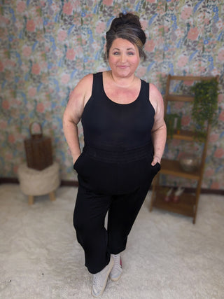 Noelle Scuba Knit Joggers in Black-10- Bottoms Non-Denim-WHITE BIRCH-Styled by Stacked - A Plus Size Women's Boutique in Lakeville, MN
