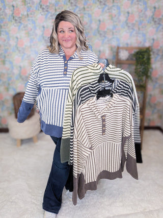 Natalie Ribbed Hooded Top in Textured Stripes (4 Colors)-2- Long Sleeve Tops-HEIMISH-Styled by Stacked - A Plus Size Women's Boutique in Lakeville, MN