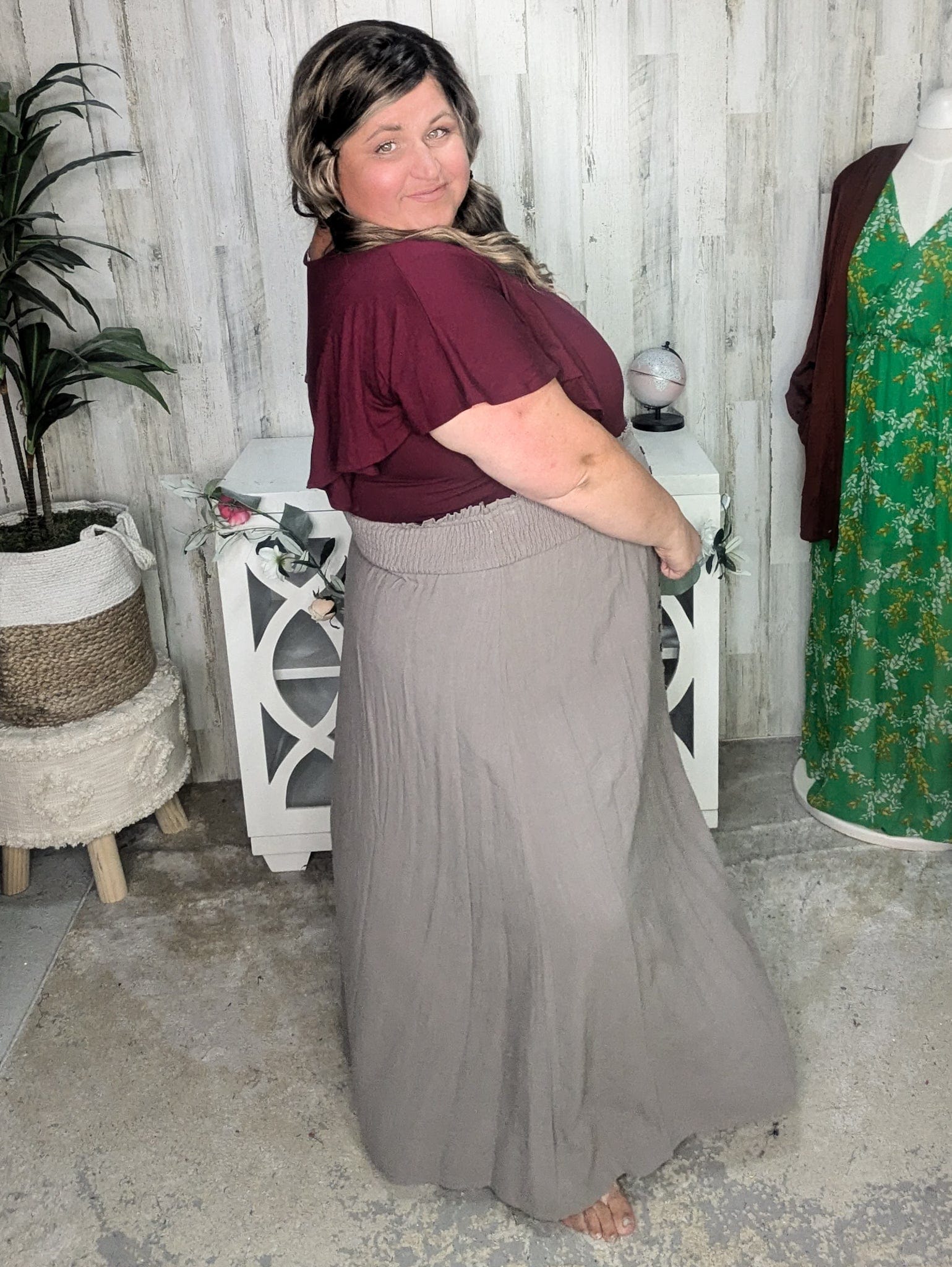Plus size khaki skirt jumper online