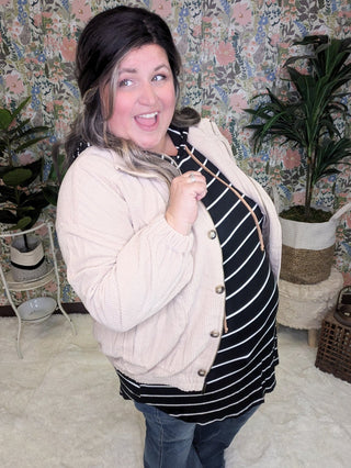 SALE- Lowry Brushed Corduroy Jacket in Taupe Cream-4- Overlayer Tops-KORI-Styled by Stacked - A Plus Size Women's Boutique in Lakeville, MN