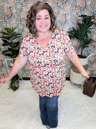 Marissa Mini Ruffle Short Sleeve Top in Florals (6 Colors)-1- ShortSlv/Slvless Tops-MICHELLE MAE-Styled by Stacked - A Plus Size Women's Boutique in Lakeville, MN