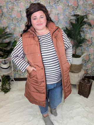 Remington Longline Quilted Non-Puff Vest (9 Colors)-4- Overlayer Tops-MICHELLE MAE-Styled by Stacked - A Plus Size Women's Boutique in Lakeville, MN