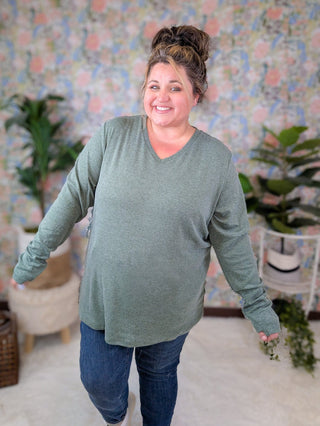 Everett Premium Long Sleeve Layering Top w/Thumbholes (9 COLORS)-2- Long Sleeve Tops-Michelle Mae-Styled by Stacked - A Plus Size Women's Boutique in Lakeville, MN