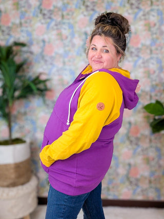PHC Triple Stretch Halfzip Hoodie in Vikings Gameday-3- Hooded Tops-MICHELLE MAE-Styled by Stacked - A Plus Size Women's Boutique in Lakeville, MN