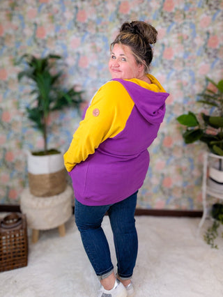 PHC Triple Stretch Halfzip Hoodie in Vikings Gameday-3- Hooded Tops-MICHELLE MAE-Styled by Stacked - A Plus Size Women's Boutique in Lakeville, MN