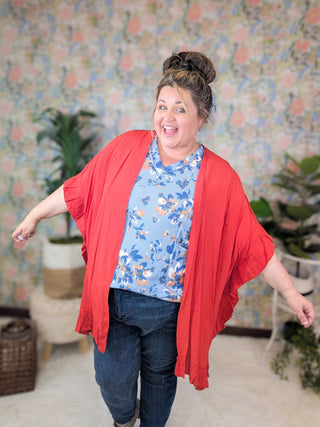 Tracy Ruffled Edge Kimono Cardigan in Spice-4- Overlayer Tops-HAPTICS-Styled by Stacked - A Plus Size Women's Boutique in Lakeville, MN
