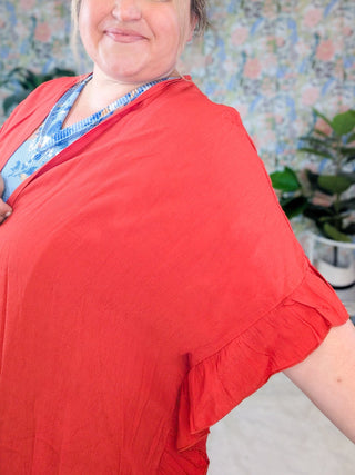 Tracy Ruffled Edge Kimono Cardigan in Spice-4- Overlayer Tops-HAPTICS-Styled by Stacked - A Plus Size Women's Boutique in Lakeville, MN
