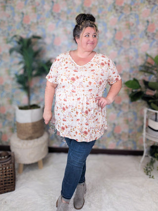 Marissa Mini Ruffle Short Sleeve Top in Florals (6 Colors)-1- ShortSlv/Slvless Tops-MICHELLE MAE-Styled by Stacked - A Plus Size Women's Boutique in Lakeville, MN