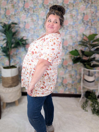 Marissa Mini Ruffle Short Sleeve Top in Florals (6 Colors)-1- ShortSlv/Slvless Tops-MICHELLE MAE-Styled by Stacked - A Plus Size Women's Boutique in Lakeville, MN