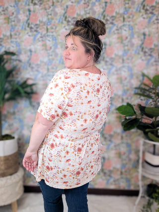 Marissa Mini Ruffle Short Sleeve Top in Florals (6 Colors)-1- ShortSlv/Slvless Tops-MICHELLE MAE-Styled by Stacked - A Plus Size Women's Boutique in Lakeville, MN