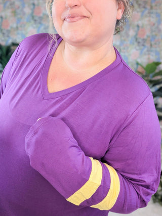 Larissa Luxe Long Sleeve Tee in Vikings GAMEDAY-2- Long Sleeve Tops-MICHELLE MAE-Styled by Stacked - A Plus Size Women's Boutique in Lakeville, MN