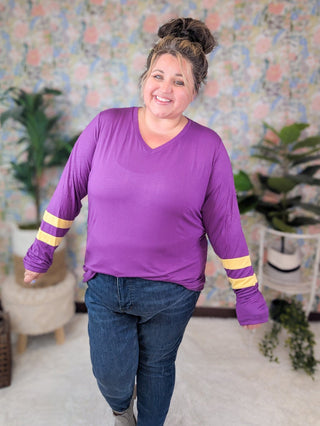 Larissa Luxe Long Sleeve Tee in Vikings GAMEDAY-2- Long Sleeve Tops-MICHELLE MAE-Styled by Stacked - A Plus Size Women's Boutique in Lakeville, MN