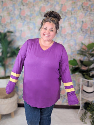 Larissa Luxe Long Sleeve Tee in Vikings GAMEDAY-2- Long Sleeve Tops-MICHELLE MAE-Styled by Stacked - A Plus Size Women's Boutique in Lakeville, MN