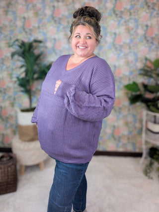 $0 DOWN PREORDER: Talina Balloon Sleeve Textured Sweater-2- Long Sleeve Tops-MICHELLE MAE-Styled by Stacked - A Plus Size Women's Boutique in Lakeville, MN