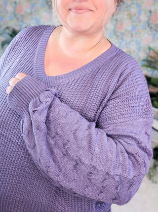$0 DOWN PREORDER: Talina Balloon Sleeve Textured Sweater-2- Long Sleeve Tops-MICHELLE MAE-Styled by Stacked - A Plus Size Women's Boutique in Lakeville, MN