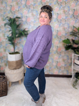 $0 DOWN PREORDER: Talina Balloon Sleeve Textured Sweater-2- Long Sleeve Tops-MICHELLE MAE-Styled by Stacked - A Plus Size Women's Boutique in Lakeville, MN