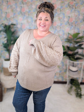 $0 DOWN PREORDER: Talina Balloon Sleeve Textured Sweater-2- Long Sleeve Tops-MICHELLE MAE-Styled by Stacked - A Plus Size Women's Boutique in Lakeville, MN