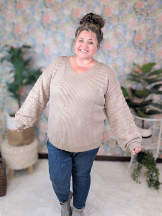 $0 DOWN PREORDER: Talina Balloon Sleeve Textured Sweater-2- Long Sleeve Tops-MICHELLE MAE-Styled by Stacked - A Plus Size Women's Boutique in Lakeville, MN