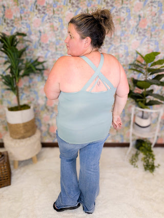 Quinn Cross Back Athletic Tank (2 Colors)-1- ShortSlv/Slvless Tops-WHITE BIRCH-Styled by Stacked - A Plus Size Women's Boutique in Lakeville, MN