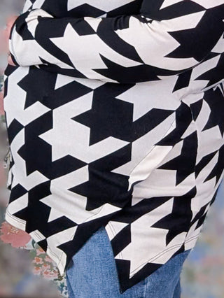 Charmaine Houndstooth Cowlneck Long Sleeve Top (2 Colors)-2- Long Sleeve Tops-BE STAGE-Styled by Stacked - A Plus Size Women's Boutique in Lakeville, MN