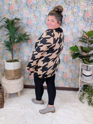 Charmaine Houndstooth Cowlneck Long Sleeve Top (2 Colors)-2- Long Sleeve Tops-BE STAGE-Styled by Stacked - A Plus Size Women's Boutique in Lakeville, MN