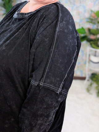 Alexandra Slouchy Pullover in Mineral Wash Black-2- Long Sleeve Tops-WHITE BIRCH-Styled by Stacked - A Plus Size Women's Boutique in Lakeville, MN