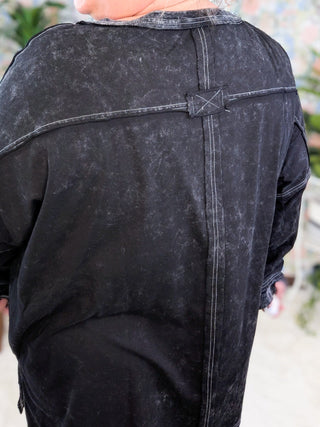 Alexandra Slouchy Pullover in Mineral Wash Black-2- Long Sleeve Tops-WHITE BIRCH-Styled by Stacked - A Plus Size Women's Boutique in Lakeville, MN