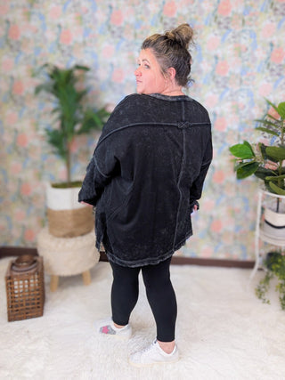 Alexandra Slouchy Pullover in Mineral Wash Black-2- Long Sleeve Tops-WHITE BIRCH-Styled by Stacked - A Plus Size Women's Boutique in Lakeville, MN