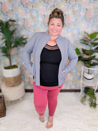 Riley Athletic Zip-up with Thumbholes (2 colors)-4- Overlayer Tops-WHITE BIRCH-Styled by Stacked - A Plus Size Women's Boutique in Lakeville, MN