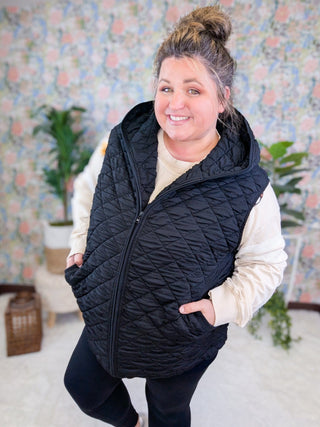Lissa Premium Lightweight Quilted Vest w/Hood (3 COLORS)-4- Overlayer Tops-MICHELLE MAE-Styled by Stacked - A Plus Size Women's Boutique in Lakeville, MN
