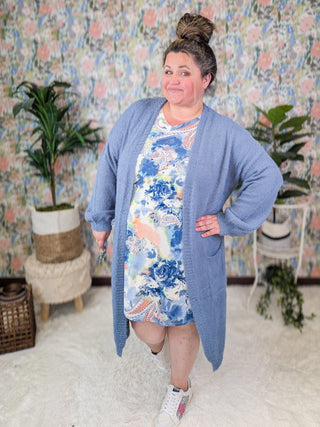 Amara Short Sleeve Tunic/Dress in Blue Mix Paisley-11- Dress/Romp/Jump-HEIMISH-Styled by Stacked - A Plus Size Women's Boutique in Lakeville, MN