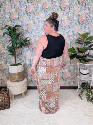 Stacy Black Top Maxi Dress w/Paisley Patchwork Bottom-11- Dress/Romp/Jump-HAPTICS-Styled by Stacked - A Plus Size Women's Boutique in Lakeville, MN