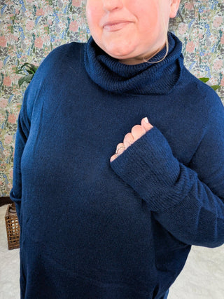 Bianca Cozy Turtleneck Tunic in Navy-2- Long Sleeve Tops-with love molly-Styled by Stacked - A Plus Size Women's Boutique in Lakeville, MN
