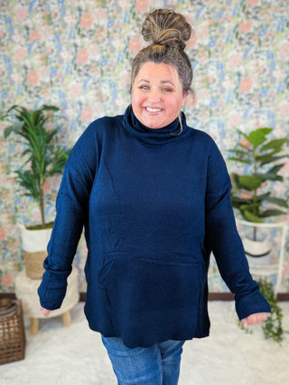 Bianca Cozy Turtleneck Tunic in Navy-2- Long Sleeve Tops-with love molly-Styled by Stacked - A Plus Size Women's Boutique in Lakeville, MN