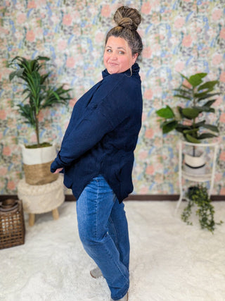 Bianca Cozy Turtleneck Tunic in Navy-2- Long Sleeve Tops-with love molly-Styled by Stacked - A Plus Size Women's Boutique in Lakeville, MN