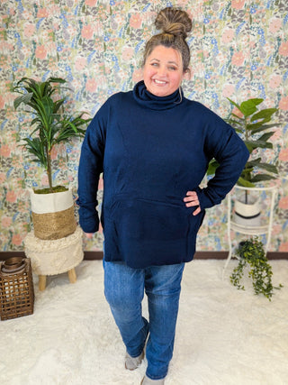 Bianca Cozy Turtleneck Tunic in Navy-2- Long Sleeve Tops-with love molly-Styled by Stacked - A Plus Size Women's Boutique in Lakeville, MN