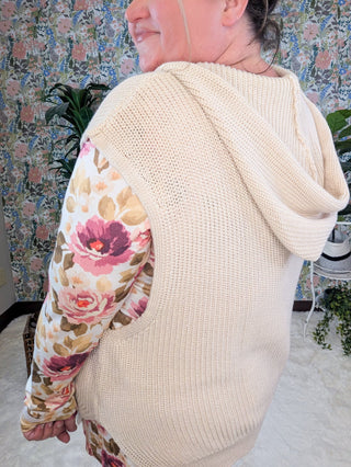 Lara Lightweight Sweater Knit Hooded Vest (2 Colors)-1- ShortSlv/Slvless Tops-WHITE BIRCH-Styled by Stacked - A Plus Size Women's Boutique in Lakeville, MN