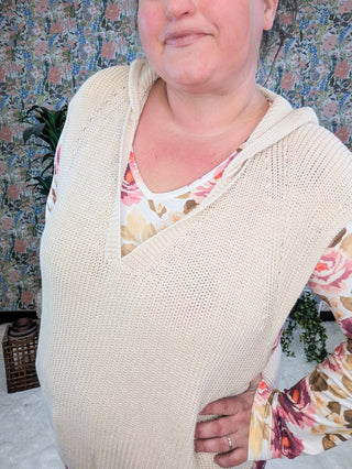 Lara Lightweight Sweater Knit Hooded Vest (2 Colors)-1- ShortSlv/Slvless Tops-WHITE BIRCH-Styled by Stacked - A Plus Size Women's Boutique in Lakeville, MN