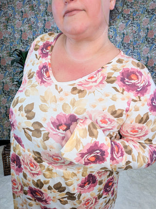 Morgana Mini Ruffle Long Sleeve in Florals-2- Long Sleeve Tops-MICHELLE MAE-Styled by Stacked - A Plus Size Women's Boutique in Lakeville, MN