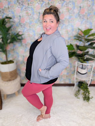 Riley Athletic Zip-up with Thumbholes (2 colors)-4- Overlayer Tops-WHITE BIRCH-Styled by Stacked - A Plus Size Women's Boutique in Lakeville, MN