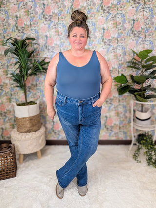 RFM Tummy Control High Rise Slim-Straight Leg Jeans-9- Bottoms Denim-RFM-Styled by Stacked - A Plus Size Women's Boutique in Lakeville, MN